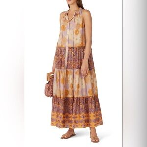 Anthropologie Carolina K Floral Maxi Dress in Orange and Purple size small